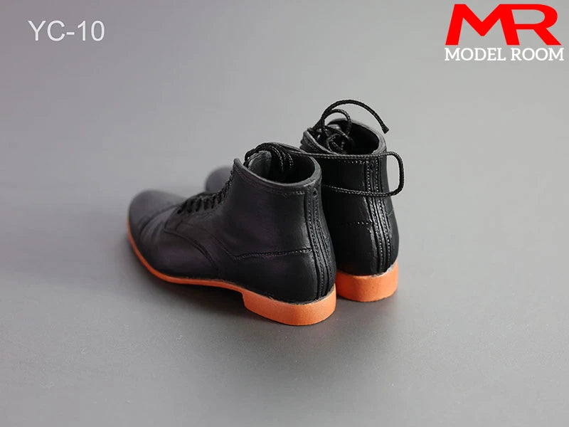 1/6 Scale Male Lace-Up Rubber Boots — Solid Soldier Shoes for 12'' Action Figures with Detachable Feet Dolls