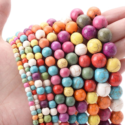 Natural Stone Round Beads 4-12mm Tiger Eye Lava Turquoise Jade for DIY Jewelry Making Bracelet Craft Supplies