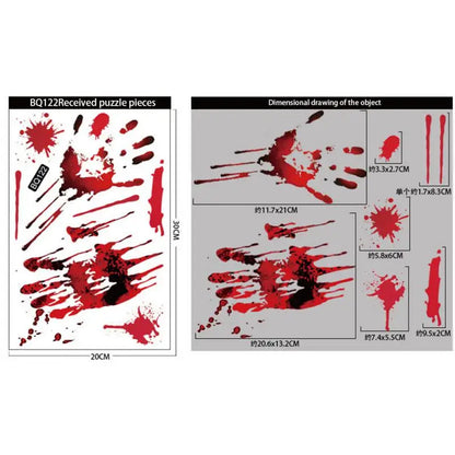 Horror Bloodstain Wall & Window Stickers – Handprint, Footprint & Skull Halloween Decorations 2024