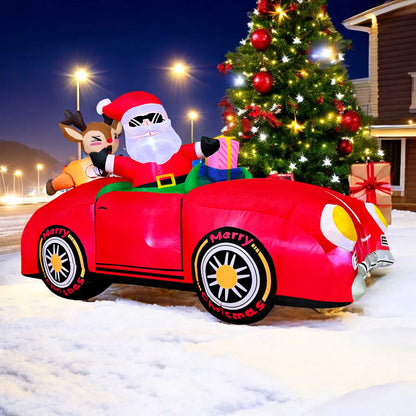 Merry Christmas Tree Arch Inflatable – Santa Claus Sleigh Decoration with LED Light for Home, Garden, and New Year Party Decor