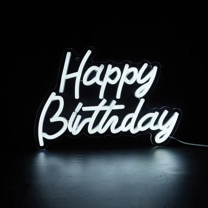 Chi-buy LED Neon Happy Birthday Sign – USB Powered 3D Wall Art Night Light for Bedroom and Living Room Decor