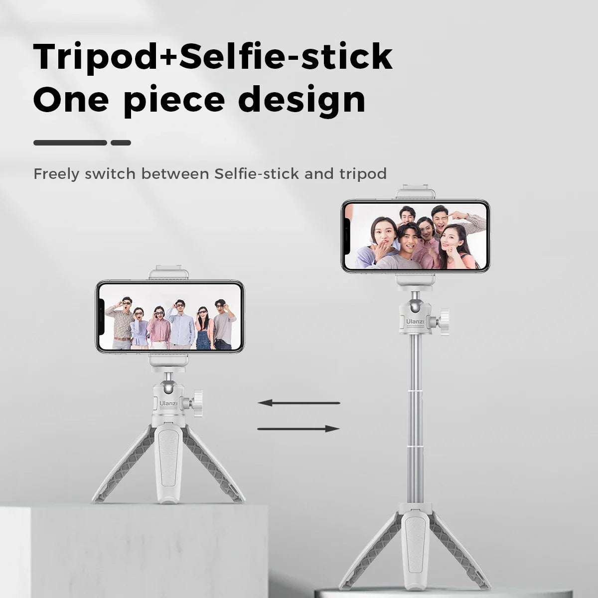 Ulanzi MT-08 Mini Tripod – White Foldable Monopod Mount with 1/4'' Universal Tripod for DSLR, Android & iPhone Smartphones