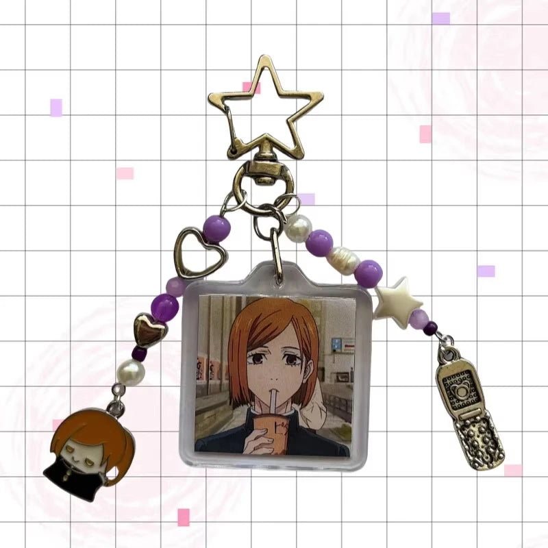 Anime Beaded Keychain - Cute Gojo, Itadori, Megumi, Nobara & Sukuna Inspired Backpack Accessories