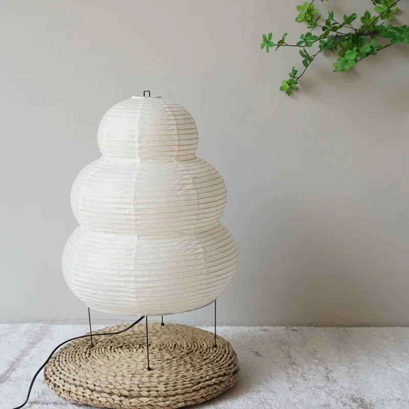 Japanese Akari Noguchi Yong Table Lamp - White Rice Paper Decorative Desk Light for Bedroom, Living Room, & Study