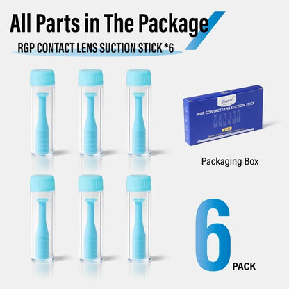 6PCS RGP Contact Lens Remover Set – Suction Cup Plunger Stick & Insertion Tool Kit for Easy Eye Lens Handling & Removal