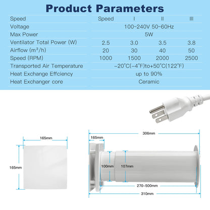 VT100 4-Inch Wall Mount Ventilation Fan – Ceramic Filter, Reversible Remote, Eco Kitchen Exhaust