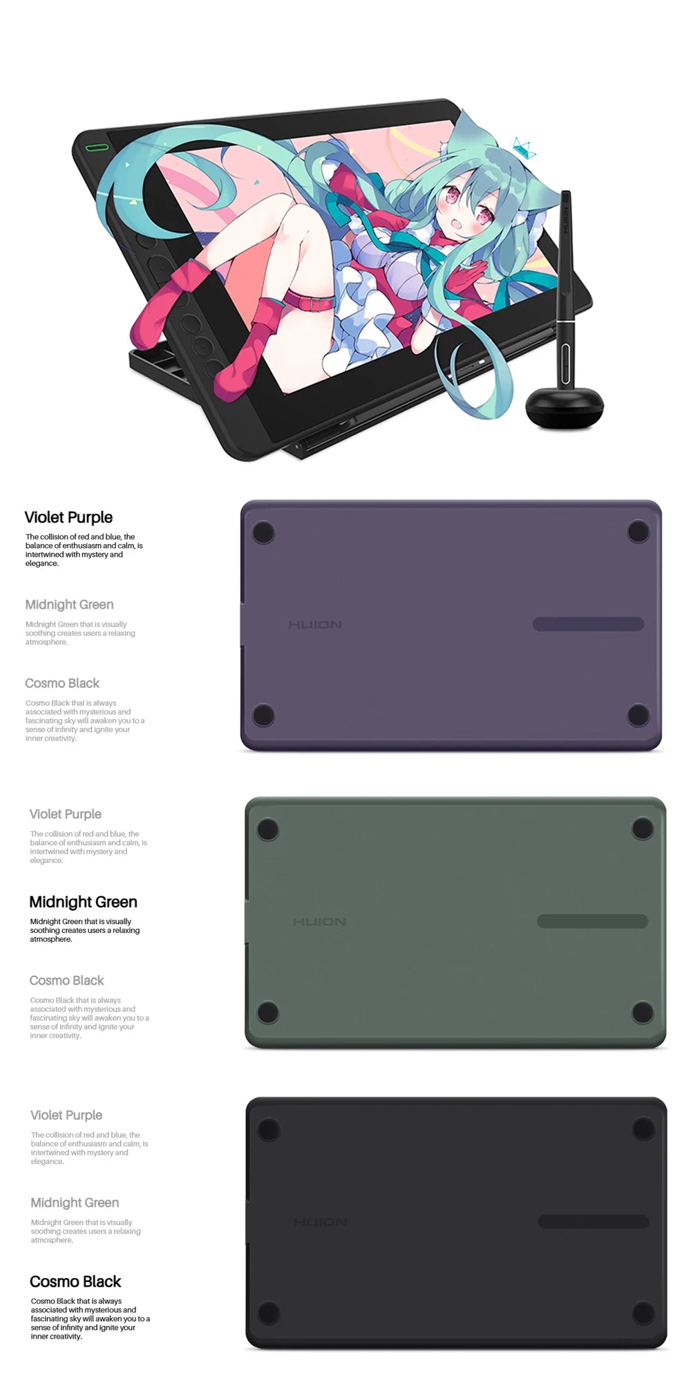 Huion Kamvas 13 Graphics Tablet — AG Glass Pen Display with 8192-Level Battery-Free Stylus for Android, Windows & MacOS