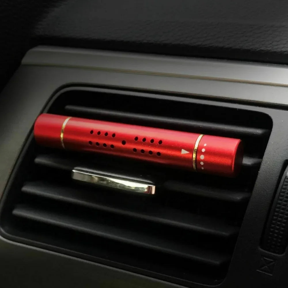 Car Air Vent Freshener – Metal Perfume Diffuser Clip with 5 Aroma Fragrance Sticks for Auto Interior