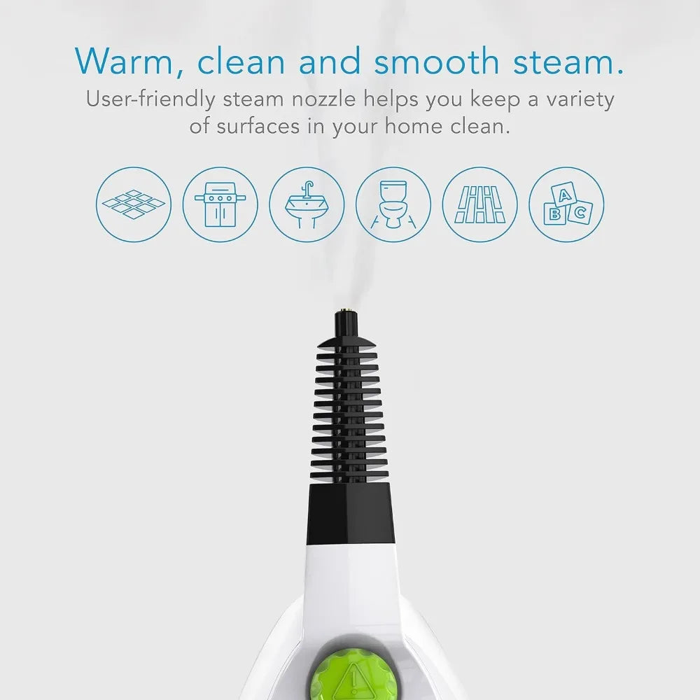 Handheld Steam Cleaner – 6 Accessories Included, Quick Heat-Up, Removes Dirt, Grime & Grease, White