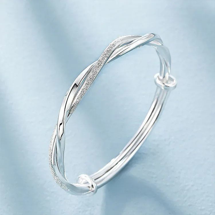 Women’s 925 Sterling Silver Open Cuff Bangle – Adjustable Charm Bracelet for Wedding Party Fashion Jewelry