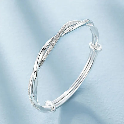 Women’s 925 Sterling Silver Open Cuff Bangle – Adjustable Charm Bracelet for Wedding Party Fashion Jewelry