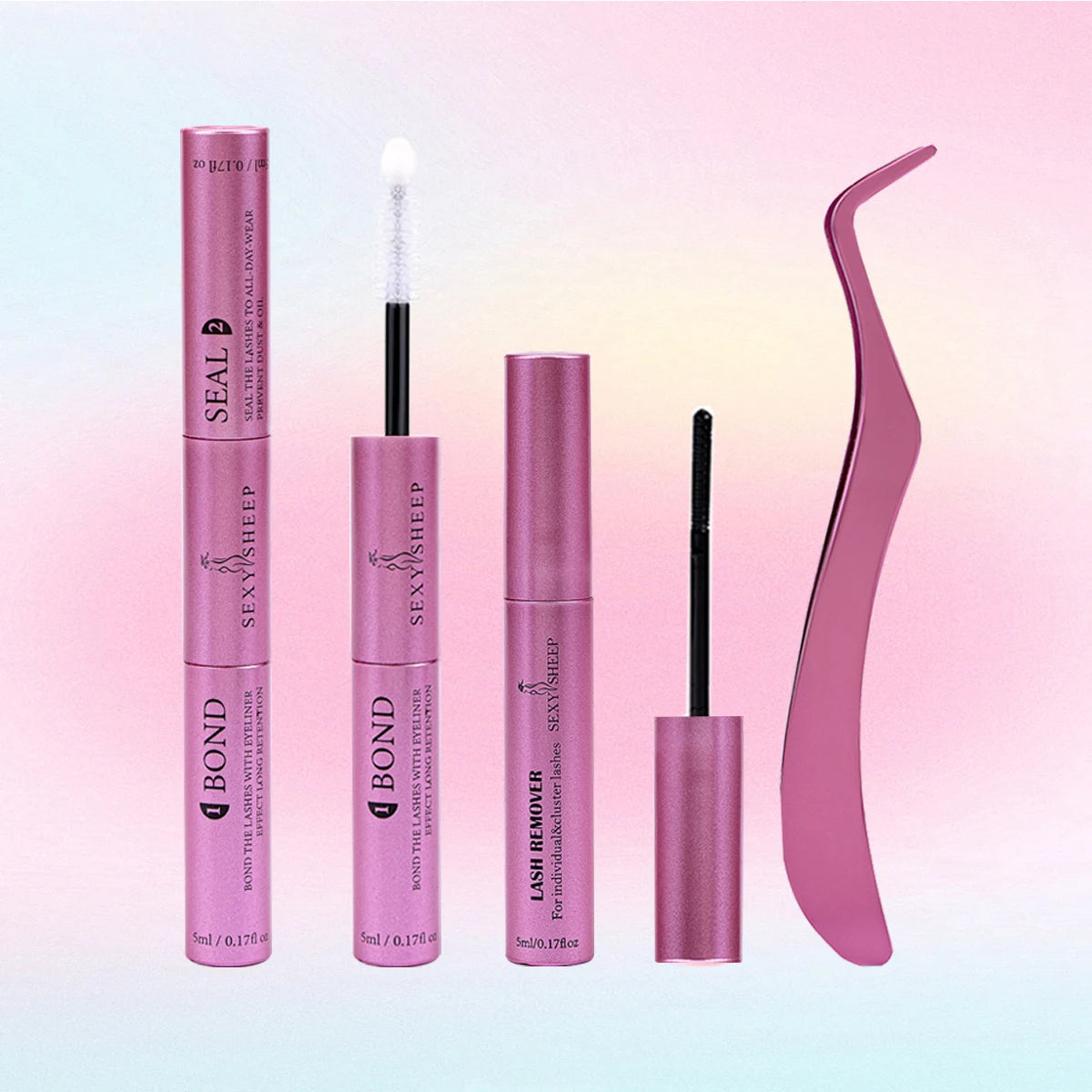Lash Bond and Seal 10ml - Super Strong Hold Individual Lashes Glue & Seal with 5ml Remover & Tweezers Kit for Extensions