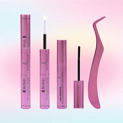 Lash Bond and Seal 10ml - Super Strong Hold Individual Lashes Glue & Seal with 5ml Remover & Tweezers Kit for Extensions