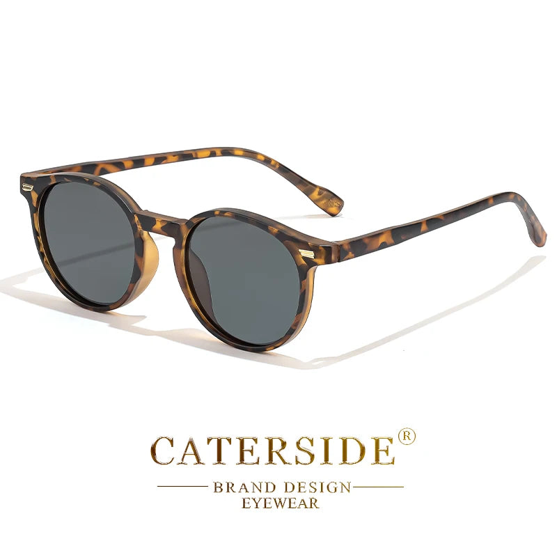 CATERSIDE Retro Polarized Round Sunglasses — TR90 & Acetate Vintage Shades for Men & Women, Punk Style Driving & Travel Sun Glasses