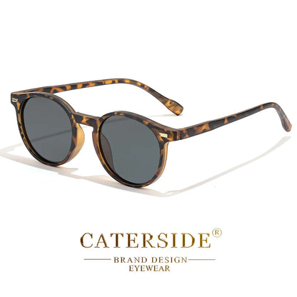 CATERSIDE Retro Polarized Round Sunglasses — TR90 & Acetate Vintage Shades for Men & Women, Punk Style Driving & Travel Sun Glasses