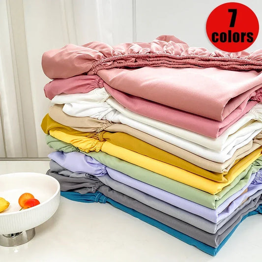 Premium Solid Color Fitted Sheet - Ultra-Soft Sateen Weave Hypoallergenic Easy-Care Bedding for Cozy Nights