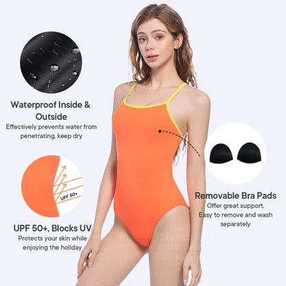Teen Menstrual Swimsuit - Reusable One Piece Period Swimwear with 4-Layer Leakproof Absorption Protection