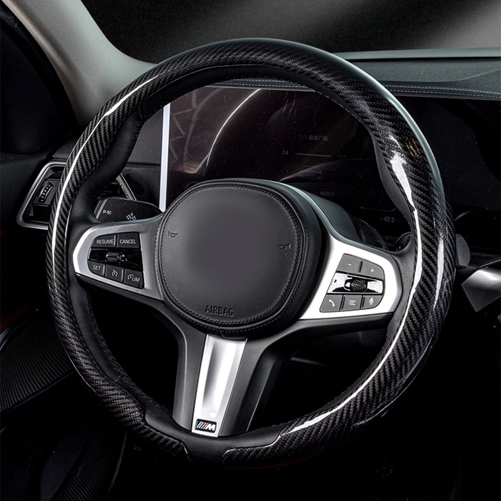 Universal 36-38cm Car Steering Wheel Cover — Non-Slip, Breathable, Fits Round & D-Shaped Wheels