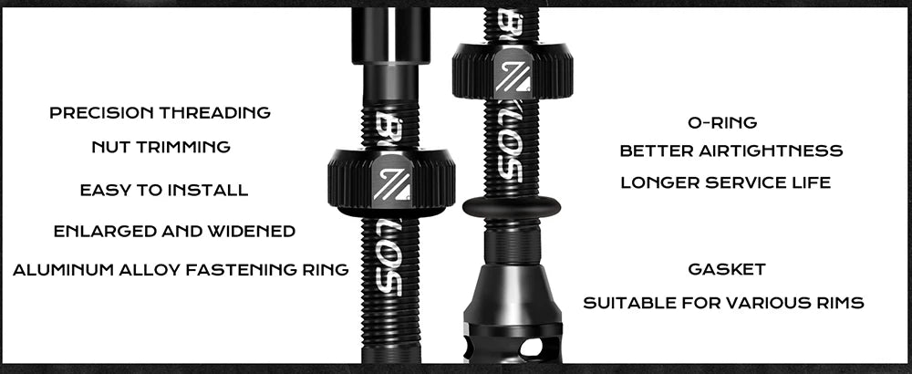 BUCKLOS Tubeless Presta Valves 40–100mm — Aluminum Alloy Bike Valve Stem for Road & MTB