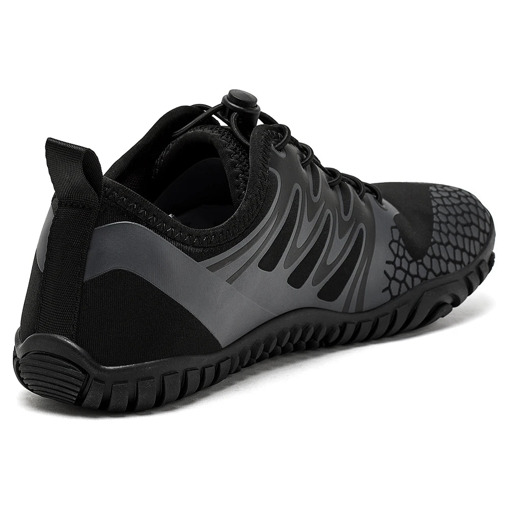HOBIBEAR Wide Toe Barefoot Shoes – Unisex Artificial Leather Outdoor Walking Sneakers, Zero Drop Minimalist with Elastic Band
