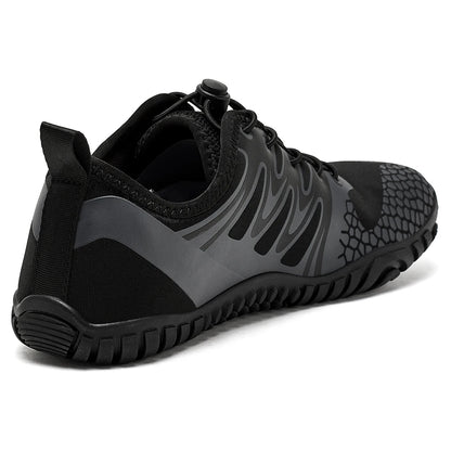 HOBIBEAR Wide Toe Barefoot Shoes – Unisex Artificial Leather Outdoor Walking Sneakers, Zero Drop Minimalist with Elastic Band