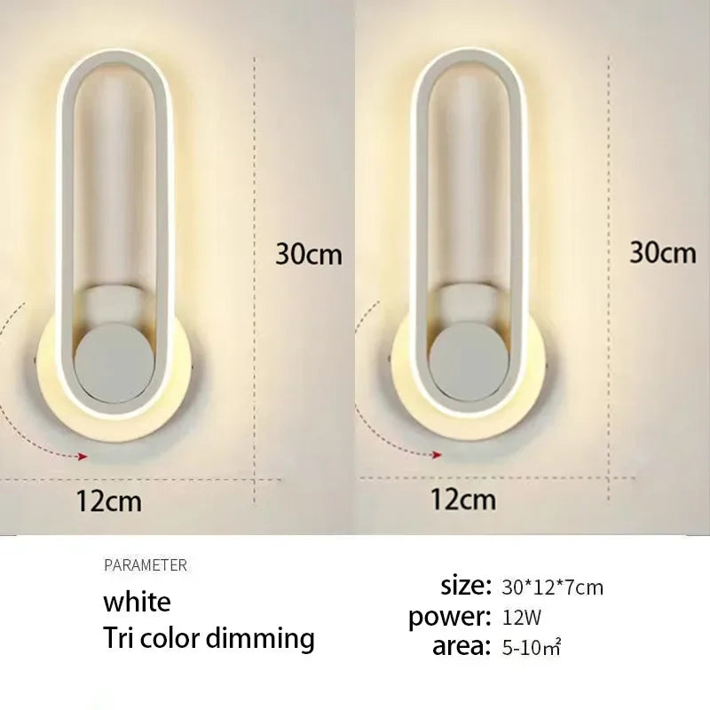 Modern Rotatable LED Wall Light - Indoor Wall Sconce for Bedroom, Stairway, Living Room and Dining Room