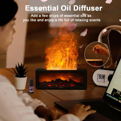 Air Humidifier & Essential Oil Diffuser – Home Aroma Humidifier with Flame Effect, LED Light, and Remote Control