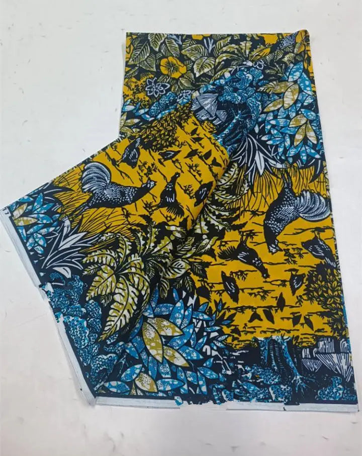 African Wax Print Fabric 6 Yards - Ghana Kente Design Ankara Kitenge Pagne