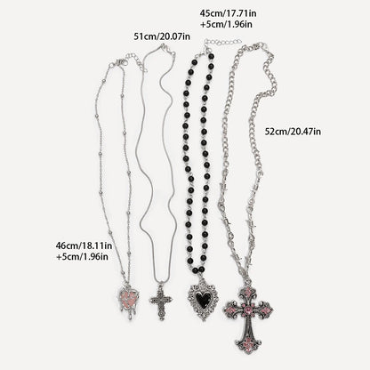 Y2K Cross Love Pendant Necklace - Sweet Cool Girl Personalized Jewelry for Everyday Wear