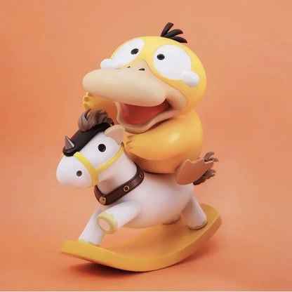 Pokemon Psyduck Rocking Horse Figure – GK Anime Desktop Decoration, Collectible Doll Statue, Holiday Gift