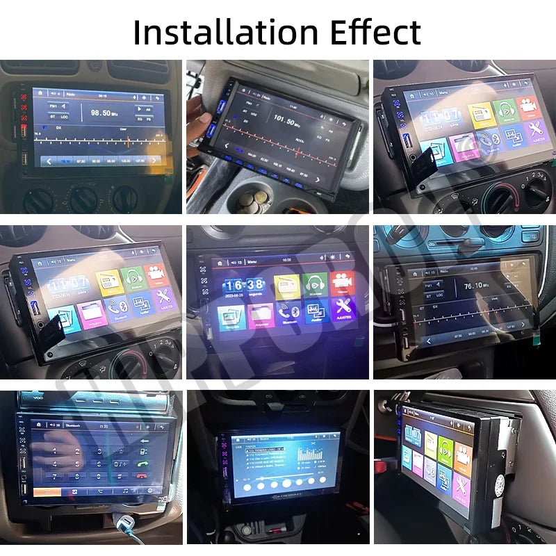 1DIN 7" HD Car Radio – CarPlay Android Auto Multimedia Player with Touchscreen, FM, AUX, Bluetooth & MirrorLink Universal Autoradio
