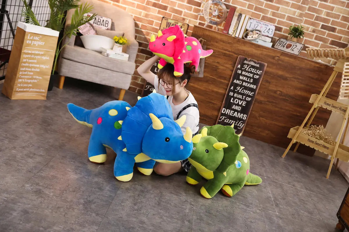 Creative Big Plush Dinosaur Toy – Soft Triceratops & Stegosaurus Stuffed Toys, Kids' Birthday Gifts