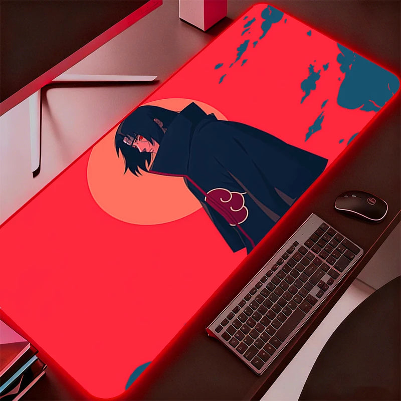 RGB Backlit Anime Gaming Mouse Pad – Naruto Itachi Uchiha LED Desk Mat for Keyboard & PC Gamer Accessories Large Desk Pad