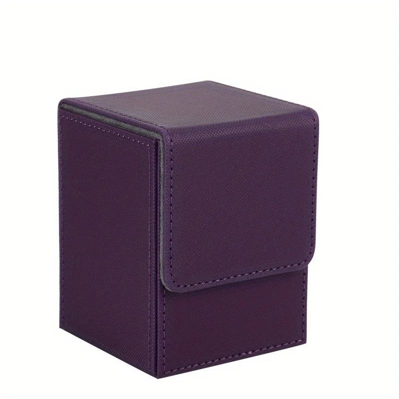 Leather Trading Card Deck Box - Single-Sleeve Storage Case for 100+ Cards