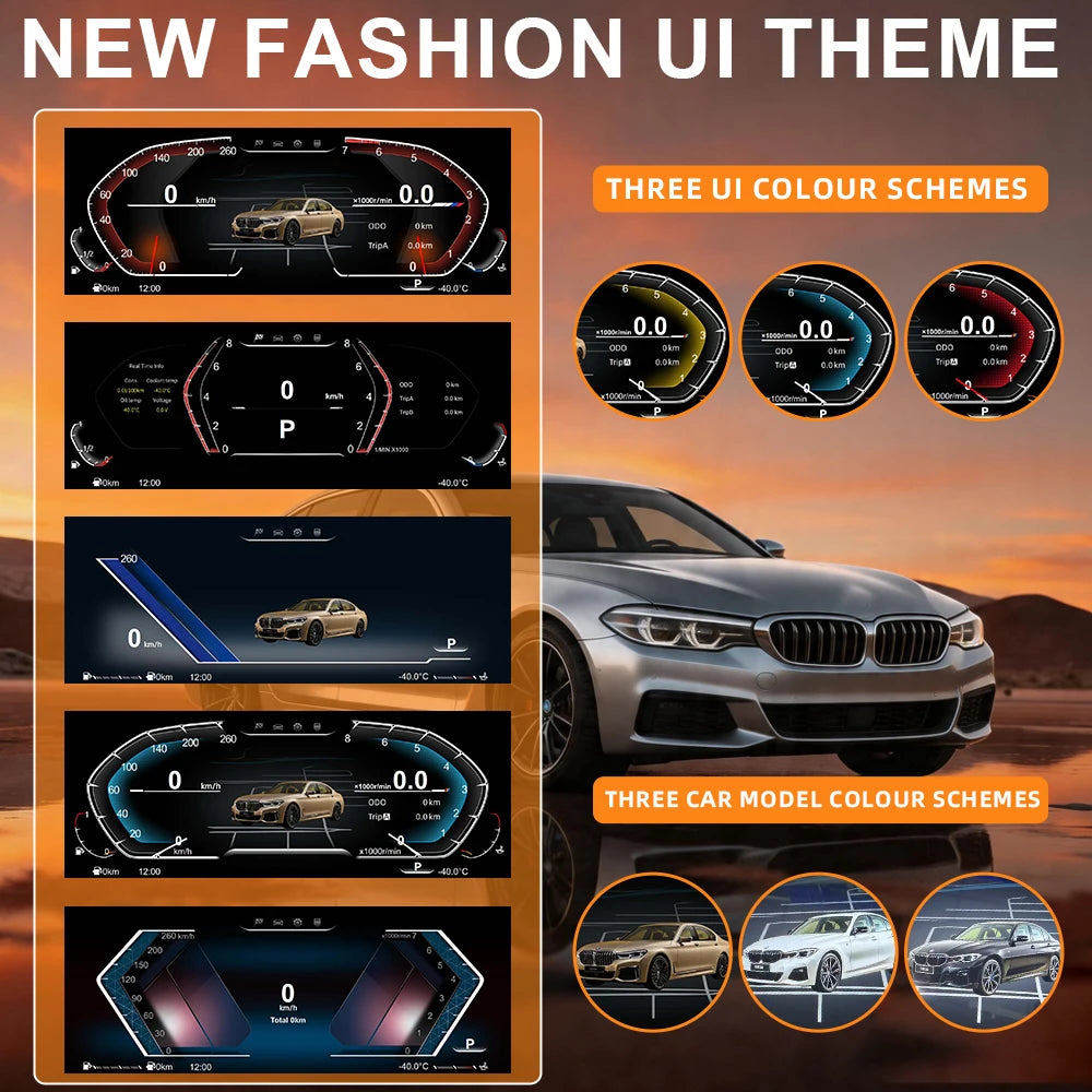 BMW Digital Gauge Cluster - Speedometer Dashboard Display for 5 6 7 Series X3 X4 X5 X6 F01 F07 F10 F15 F16 F18 F25 F26