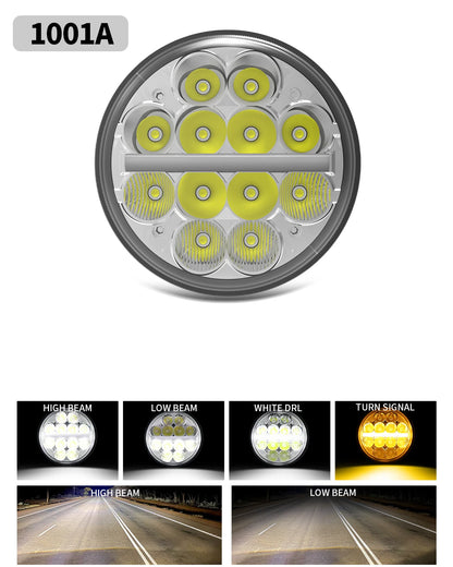 BraveWAY 5.75″ Round LED Motorcycle Headlight – White & Amber DRL with Gradient Halo Start-Up Welcome Light
