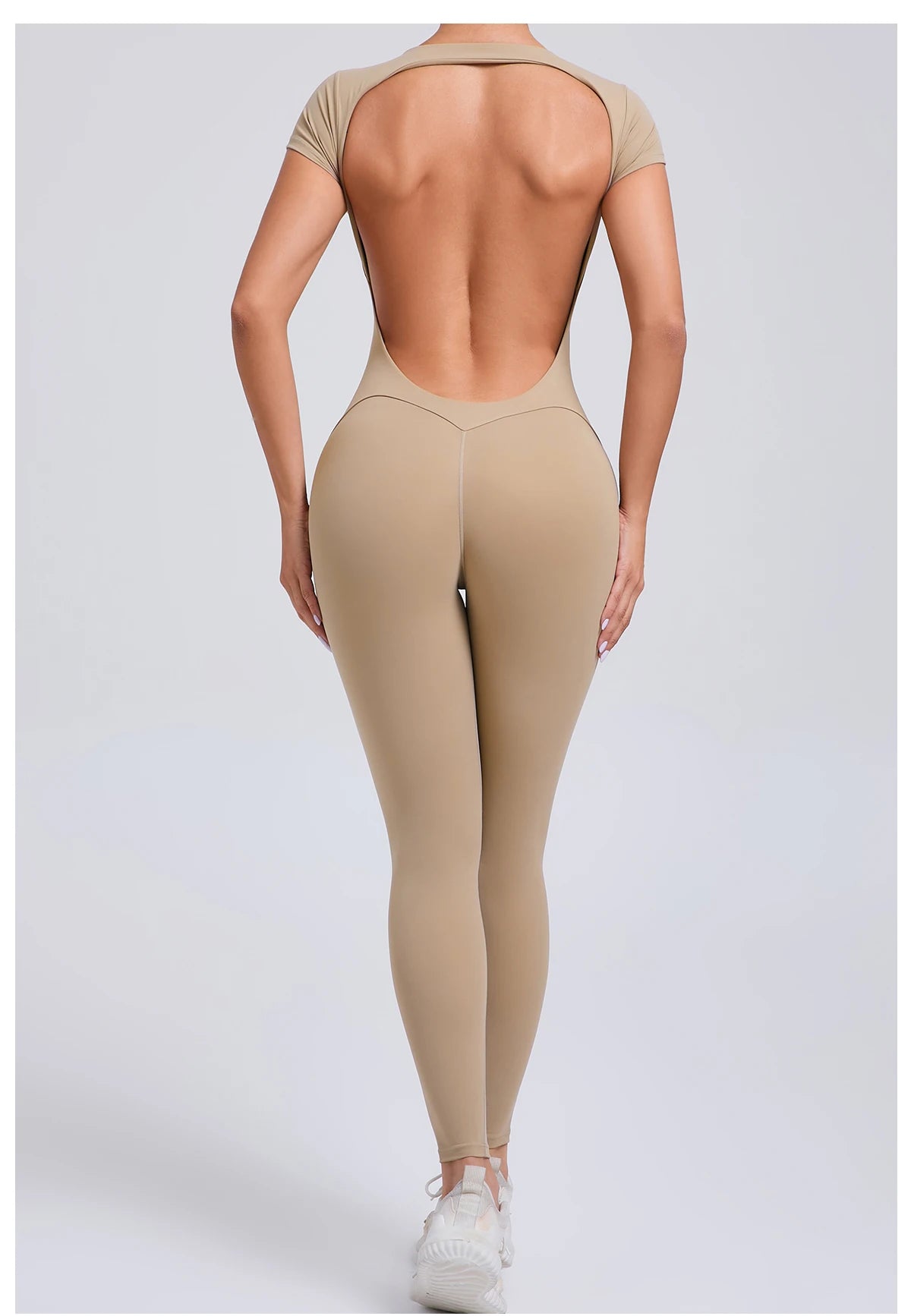 Women’s One-Piece Padded Backless Yoga Romper – Quick-Dry Workout Bodysuit & Sports Jumpsuit