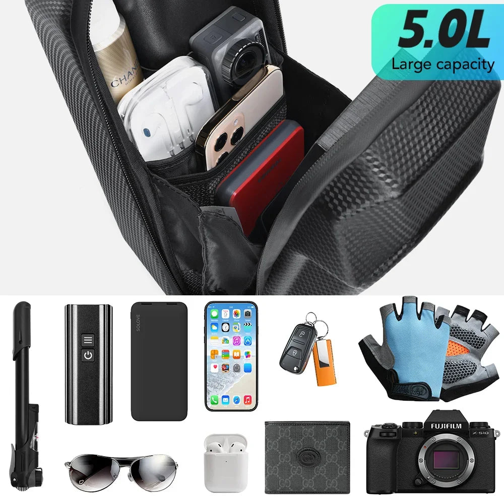 NEWBOLER Electric Scooter Front Bag - 5L Water-Resistant Handlebar Storage, Quick Release EVA, Universal Fit for Xiaomi Scooters
