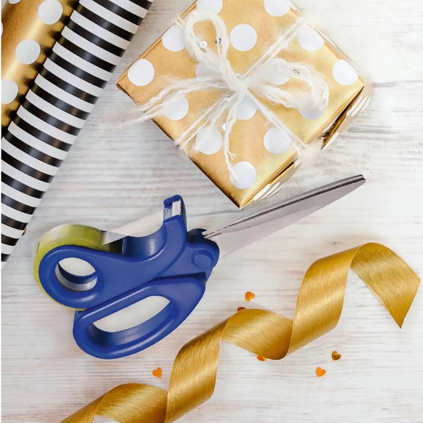 Scissors & Clear Tape Dispenser Cutter — Desktop Tape Dispenser for Office, Gift Wrapping & Stationery