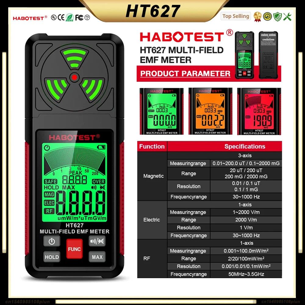 Professional EMF Meter Electromagnetic Field Detector - Portable Radiation Tester with Alarm for Home, Office & Ghost Hunting