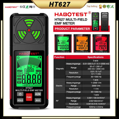 Professional EMF Meter Electromagnetic Field Detector - Portable Radiation Tester with Alarm for Home, Office & Ghost Hunting