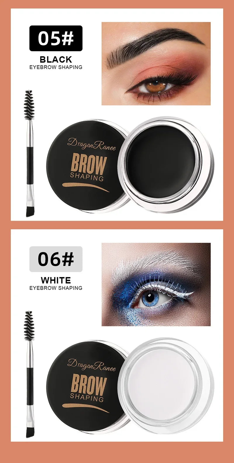 Matte Brown Black Eyebrow Cream – 3D Natural Tint Gel Wax, Waterproof & Long-Lasting Brow Enhancer