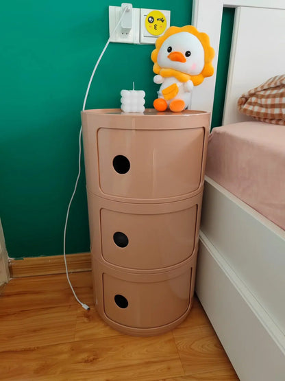Nordic Round Bedside Table – Mini 2/3/4/5 Layer Cute Storage Cabinet, Creative Living Room & Bedroom Furniture