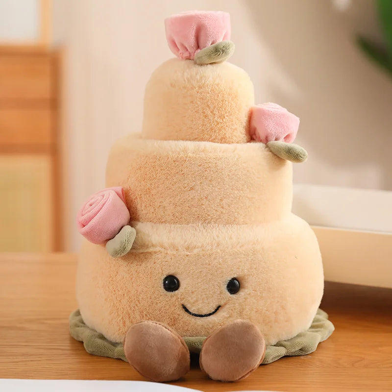Cartoon Cake Plush Toy - Colorful Birthday Cake, Wedding Cake, Cookie, and Dessert Stuffed Doll for Cute Home Decor and Gifts