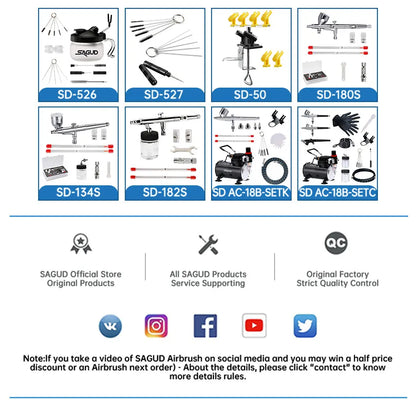 SAGUD Airbrush Quick Disconnect Kit – 1/8" Quick Release Fitting Adapter with 4 Extra Connectors for Hose & Airbrush Parts