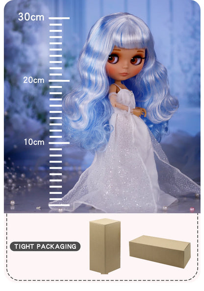 ICY DBS Blythe Doll – Tan Skin Matte Face with Eyebrows, 1/6 BJD Joint Body, Anime Christmas Gift