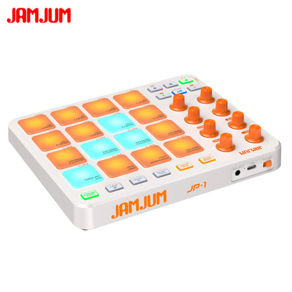 JAMJUM JP-1 MIDI Controller - Wireless 16-Pad RGB Backlit USB-C Portable MIDI Pad for Music Production