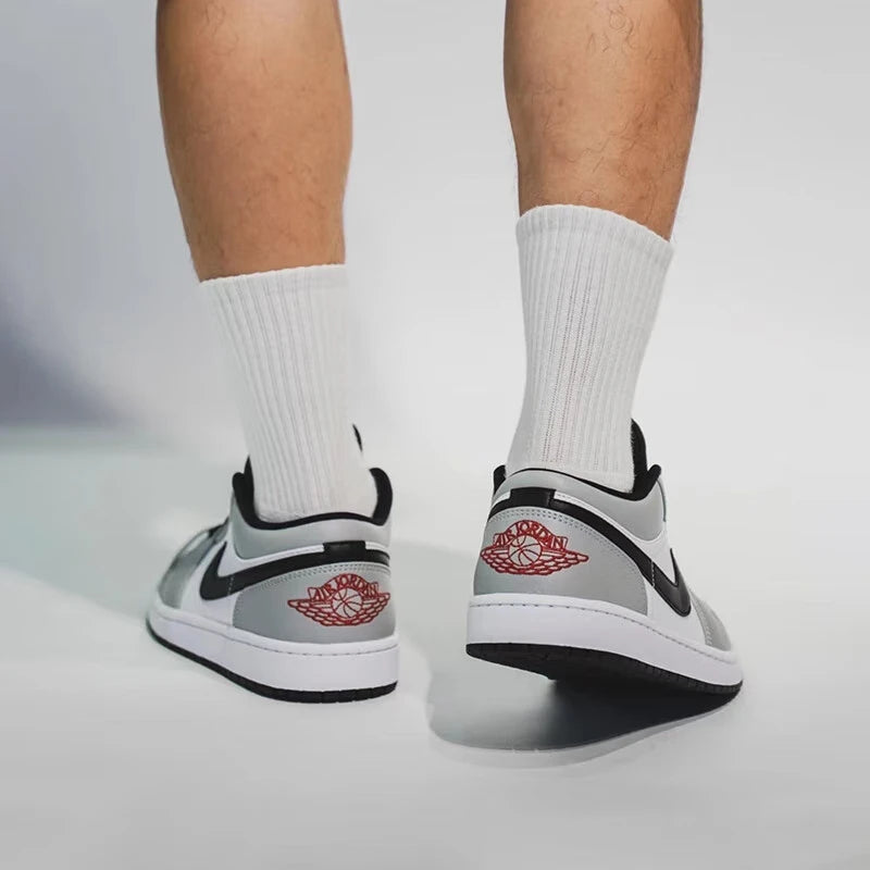 Nike Air Jordan 1 Low – Light Smoke Grey Retro Basketball Shoes | Men's Wear-Resistant, Anti-Slip Sneakers