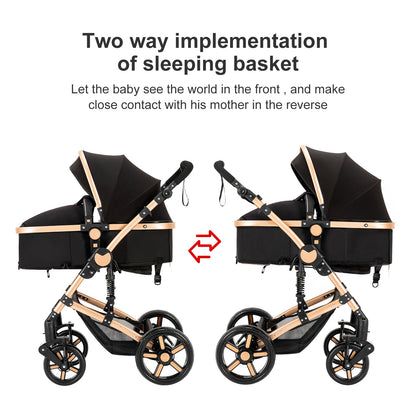High-Quality 3-in-1 Newborn Baby Stroller — Lightweight Folding Cart with Comfort Seat & ISOFIX Safety