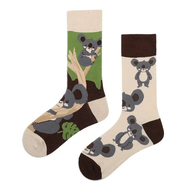 WY_New Asymmetrical Couples Mandarin Ducks Cotton Socks – Fashion Sports Colorful Medium & High Sleeve Unisex Crew Socks, Trendy Couple Gift Socks